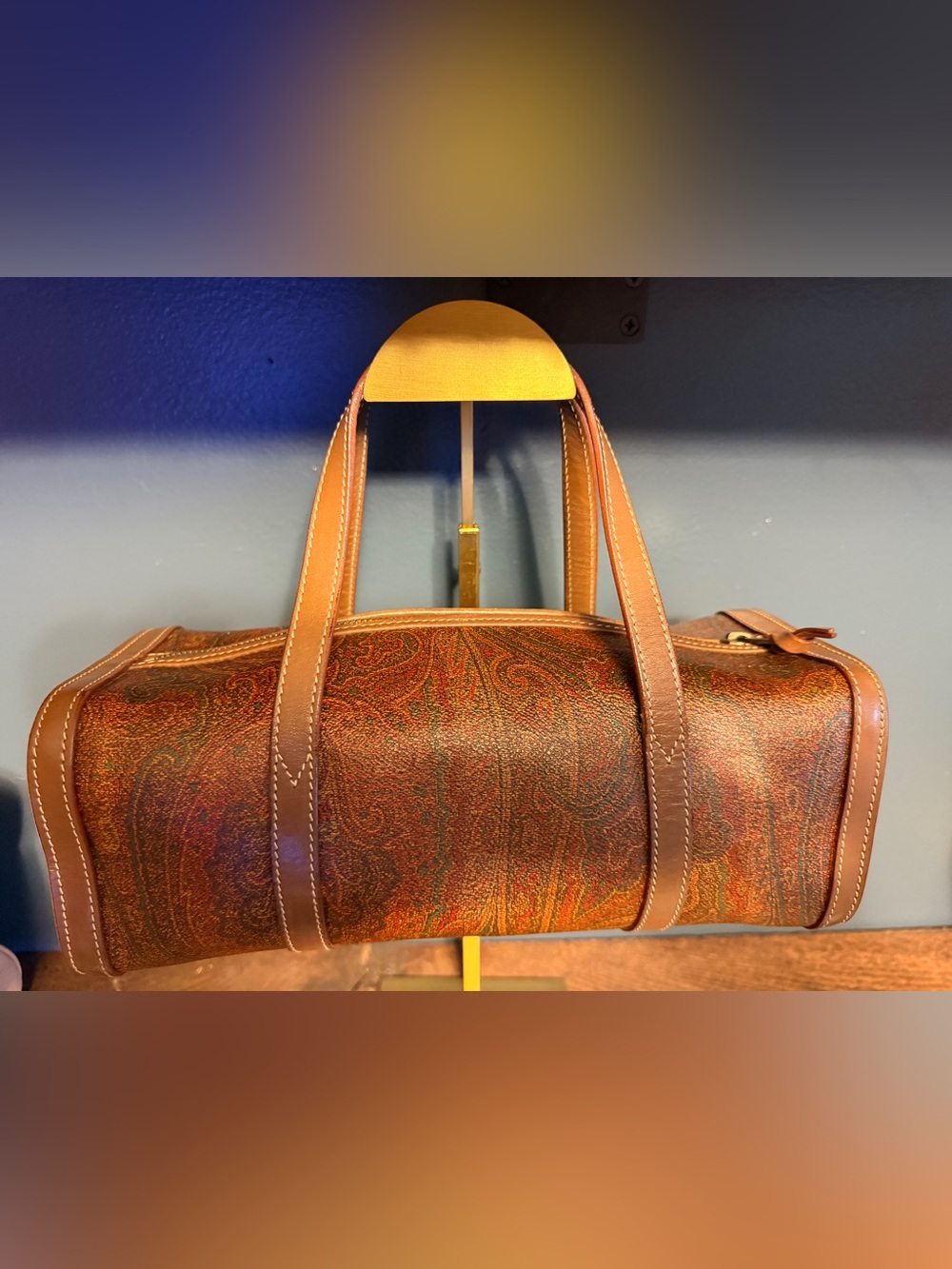 New arrival- quick listing Etro Paisley Barrel Bag w Brown Leather Handles